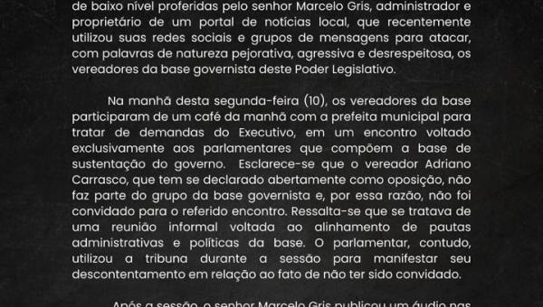 NOTA DE REPÚDIO - CÂMARA MUNICIPAL DE GUARAI-TO